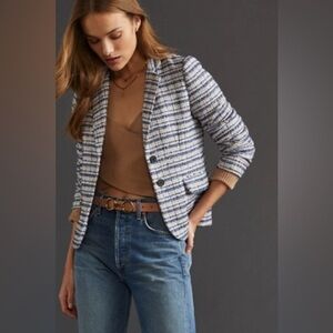 New Hutch Anthropologie Tailored Blazer Jacket Blue Multi NWT Women’s Size Small